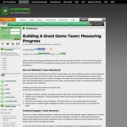 Features - Building A Great Game Team: Measuring Progress