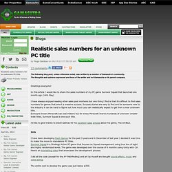 Hugo Cardoso's Blog - Realistic sales numbers for an unknown PC title