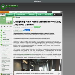 Tom Gantzer's Blog - Designing Main Menu Screens for Visually Impaired Gamers