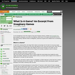 Features - What Is A Game? An Excerpt From Imaginary Games