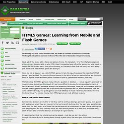 Austin Hallock's Blog - HTML5 Games: Learning from Mobile and Flash Games