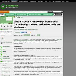 Features - Virtual Goods - An Excerpt from Social Game Design: Monetization Methods and Mechanics
