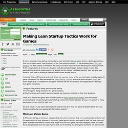 Making Lean Startup Tactics Work for Games
