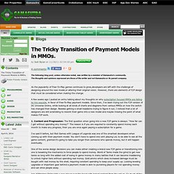 Josh Bycer's Blog - The Tricky Transition of Payment Models in MMOs.