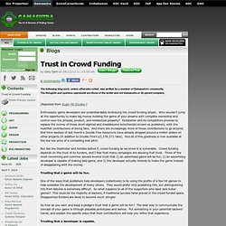 Gary Dahl's Blog - Trust in Crowd Funding