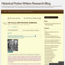 19th Century, NEW ORLEANS, GAMBLING, « Historical Fiction Writers Research Blog