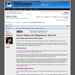 Game Maker For Beginners: Part IV