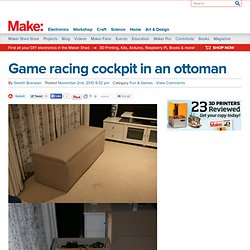 Game racing cockpit in an ottoman