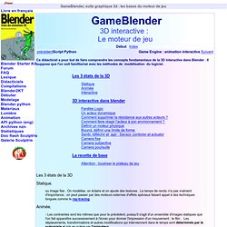 GameBlender, suite graphique 3d : les bases du moteur de jeu