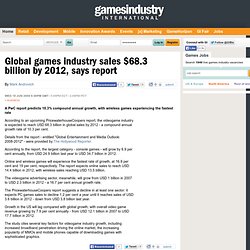 Global games industry sales $68.3 billion by 2012, says report