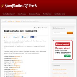Top 20 Gamification Gurus (December 2011) - Gamification Of Work