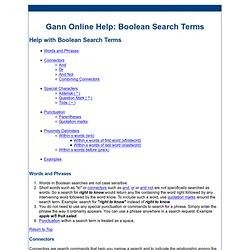 Gann Online Help: Boolean Searches