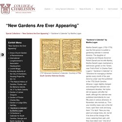 “Gardener’s Calendar” by Martha Logan – Special Collections