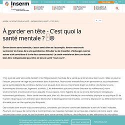 À garder en tête - C’est quoi la santé mentale ? □☹️