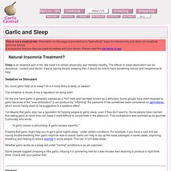 Garlic and Sleep