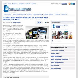 Gartner Says Mobile Ad Sales on Pace for New Record This Year
