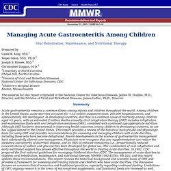 Managing Acute Gastroenteritis Among Children: Oral Rehydration, Maintenance, and Nutritional Therapy