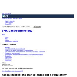 Faecal microbiota transplantation: a regulatory hurdle?