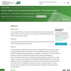 Nutrition Support and the Gastrointestinal Microbiota: A Systematic Review - Journal of the Academy of Nutrition and Dietetics