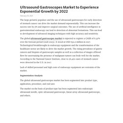 Ultrasound Gastroscopes Market to Experience Exponential Growth by 2022 – Telegraph