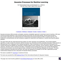 Gaussian Processes for Machine Learning: Book webpage