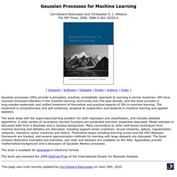 Gaussian Processes for Machine Learning: Book webpage