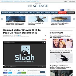 Geminid Meteor Shower 2013 To Peak On Friday, December 13