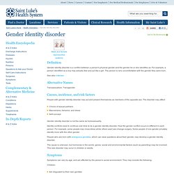 Gender identity disorder - Saint Luke's Health System