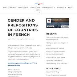 Gender and Prepositions of Countries in French