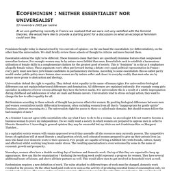 Ecofeminism : neither essentialist nor universalist