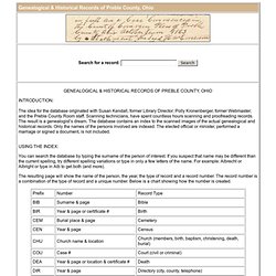 Genealogical & Historical Records of Preble County, Ohio