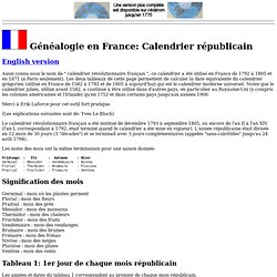 Genealogie en France: Calendrier republicain