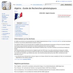 Algérie - Guide de Recherches généalogiques