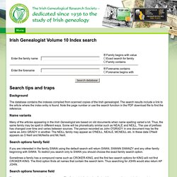 Irish Genealogist Volume 10 Index search