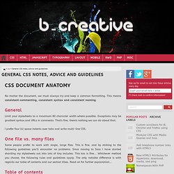 General CSS notes, advice and guidelines