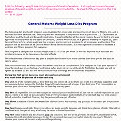 General Motors: Weight Loss Diet Program