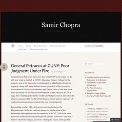 General Petraeus at CUNY: Poor Judgment Under Fire « Samir Chopra