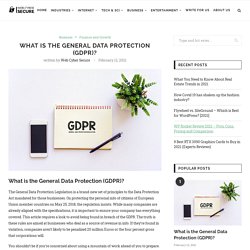 What is the General Data Protection (GDPR)? - Web Cyber Secure