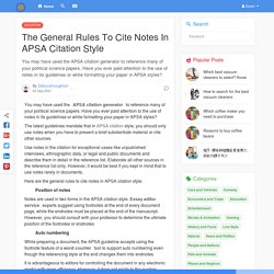 The General Rules To Cite Notes In APSA Citation Style