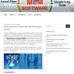 What Is General MLM Plan? MLM Software in Delhi