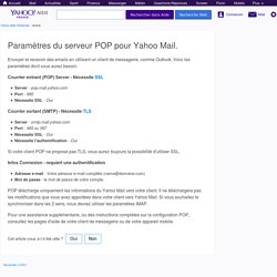 - SLN4724 - Paramètres du serveur POP pour Yahoo Mail.