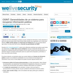 OSINT: Generalidades de un sistema para recuperar información pública