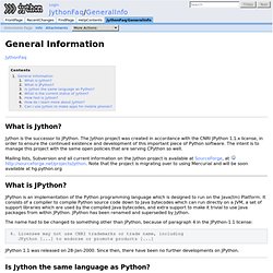 JythonFaq/GeneralInfo - JythonWiki