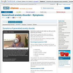 Generalised anxiety disorder - Symptoms