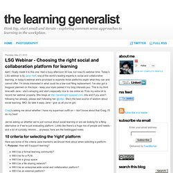 LSG Webinar - Choosing the right social and collaboration platform for learning