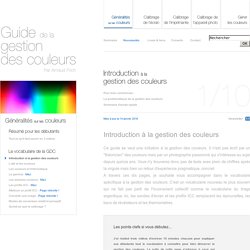 Généralités sur les couleurs dans le guide de la gestion des couleurs