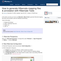 How to generate Hibernate mapping files & annotation with Hibernate Tools