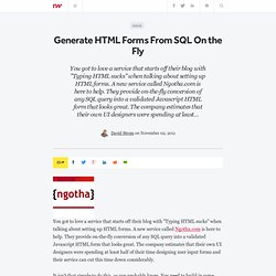 Generate HTML Forms From SQL On the Fly