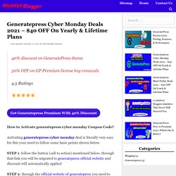 Generatepress Cyber Monday Deals 2021 – $40 OFF On Yearly & Lifetime Plans - Hunter Blogger- Blogging, Affliate Marketing, SEO Tips
