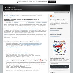 Esidoc v2 : comment intégrer les générateurs de critique et de bibliographie – fenetresur